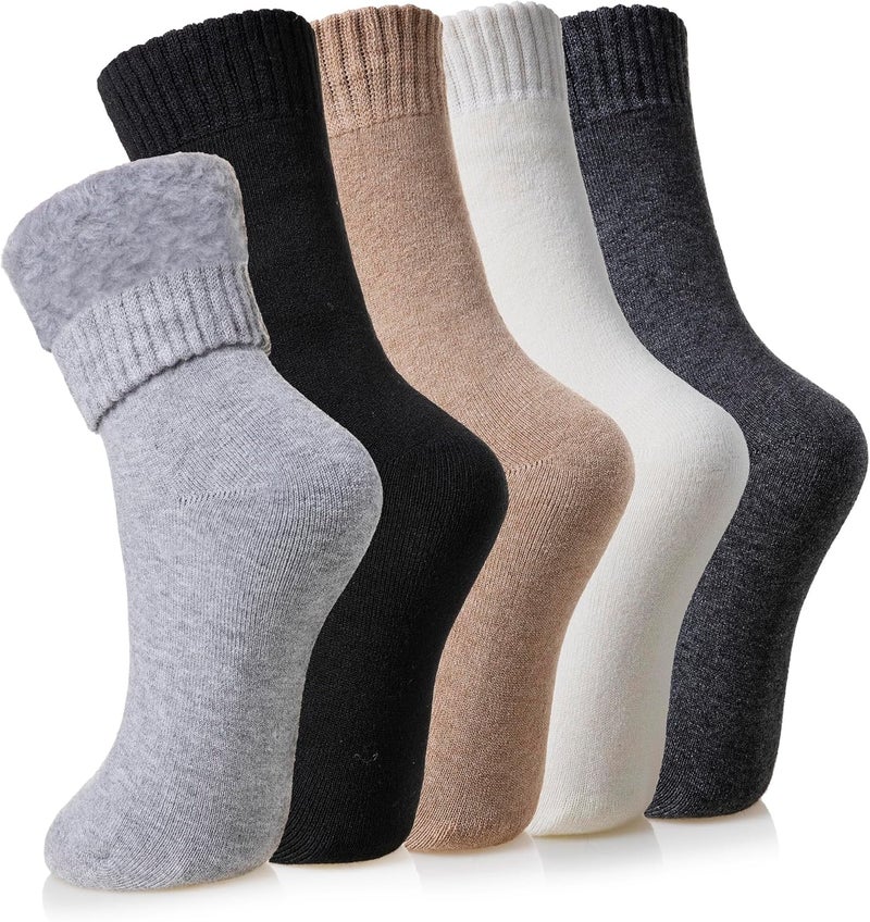 Velice Winter Warm Thermal Socks for Women Extra Thick Insulated Heated Crew Boot Socks for Cold Weather 5 Pairs - Image 1
